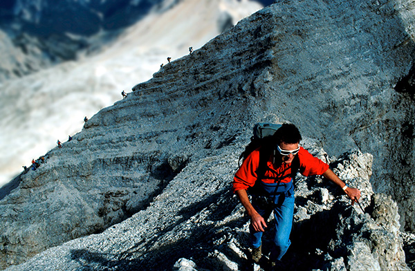 Bergsteiger in den Dolomiten