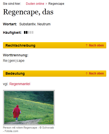 Referenz: Duden Begriff Regencape