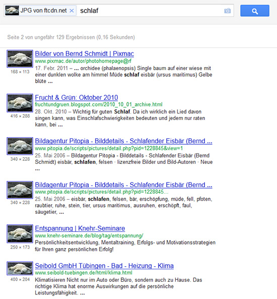 Ergebnis: Who stole my picture bei Google