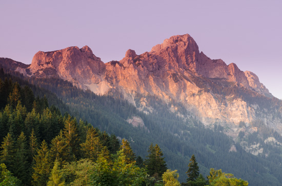 Rote Flüh Wand in der Abendsonne