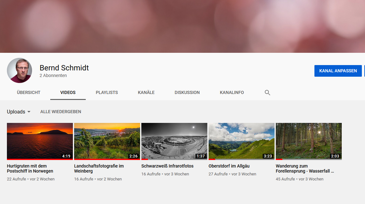 YouTube Channel von Bernd Schmidt